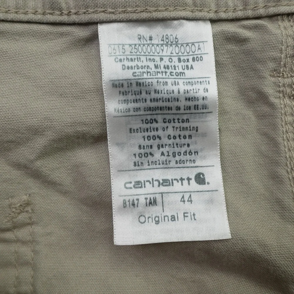Carhartt Shorts Mens 44 Tan Canvas Work Original Fit Utility Rugged